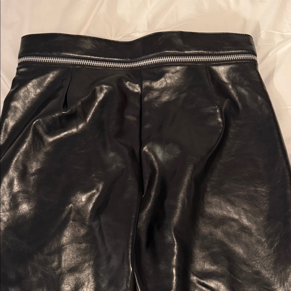 Zara Black Leather Pants with Silver Accents - Picture 2 of 3
